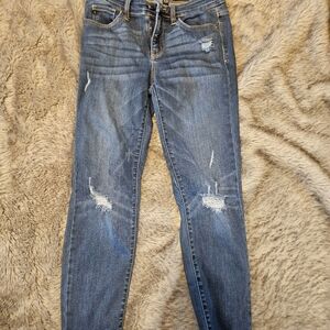 Distressed Blue Jeans